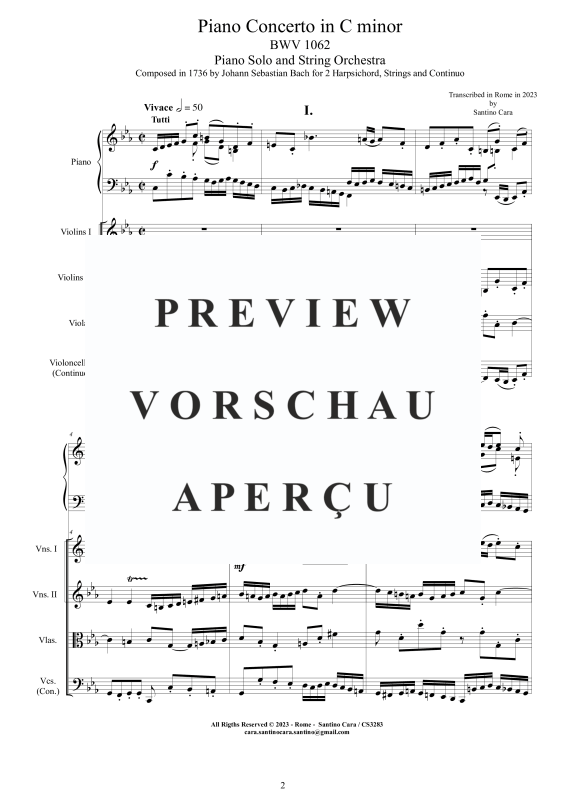 Produktgalerie: Seite 3 von 11 Klavierkonzert C-Moll BWV 1062, , Klavier Solo und Streichorchester