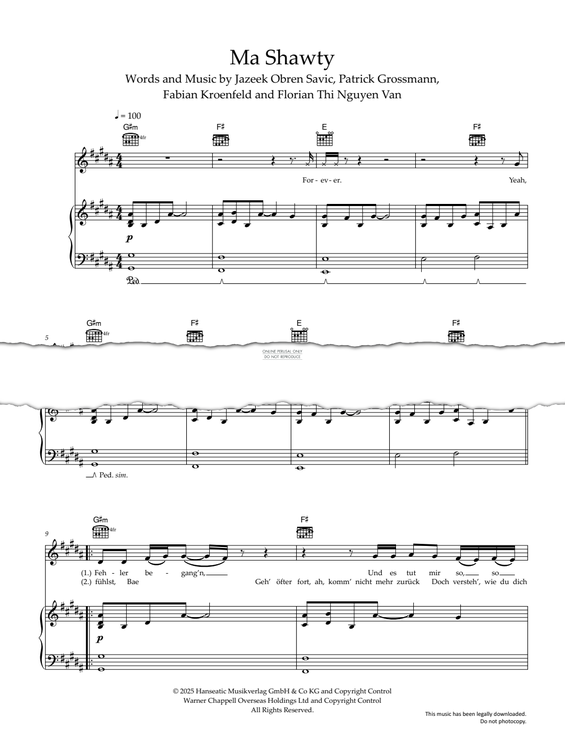 Produktgalerie: Seite 1 von 1 Ma Shawty, Jazeek, Gesang, Gitarre, Klavier