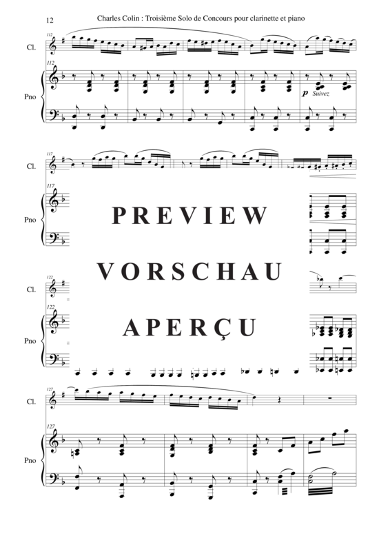 Product gallery: Page 13 of 19 Solo de Concours no. 3, opus 40 , , (clarinet in Bb + piano)