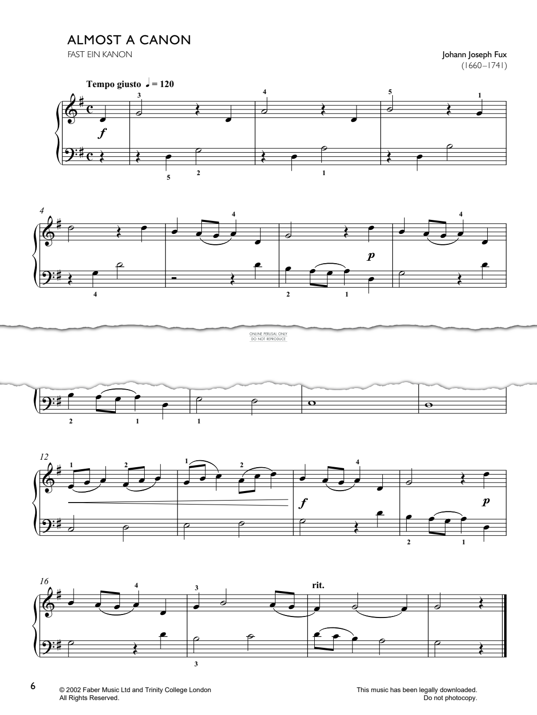 Produktgalerie: Seite 1 von 1 Almost A Canon (Fast Ein Canon), Johann Joseph Fux, Klavier