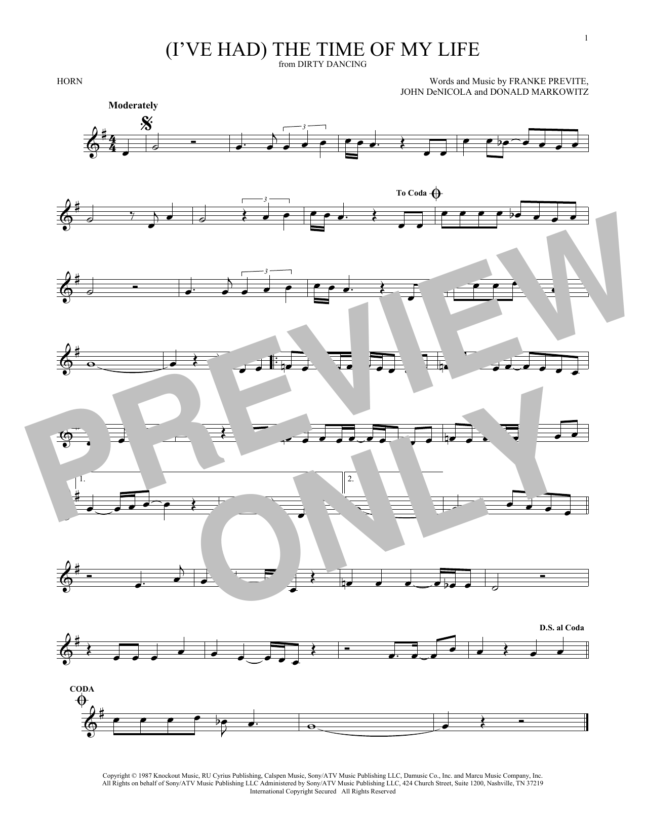 Produktgalerie: Seite 1 von 1 (I've Had) The Time Of My Life, Bill Medley & Jennifer Warnes, Horn