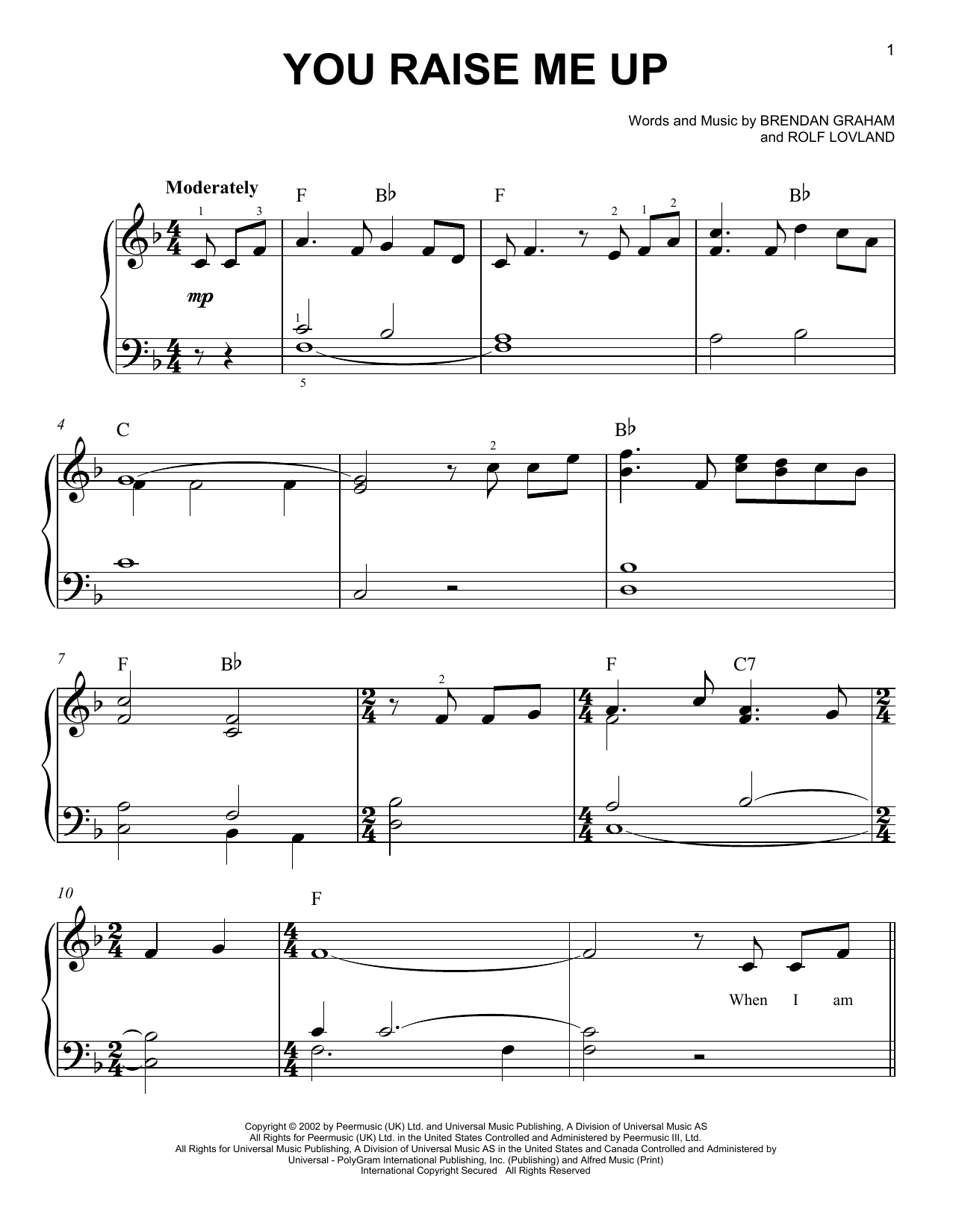 Produktgalerie: Seite 1 von 1 You Raise Me Up, Josh Groban, Klavier