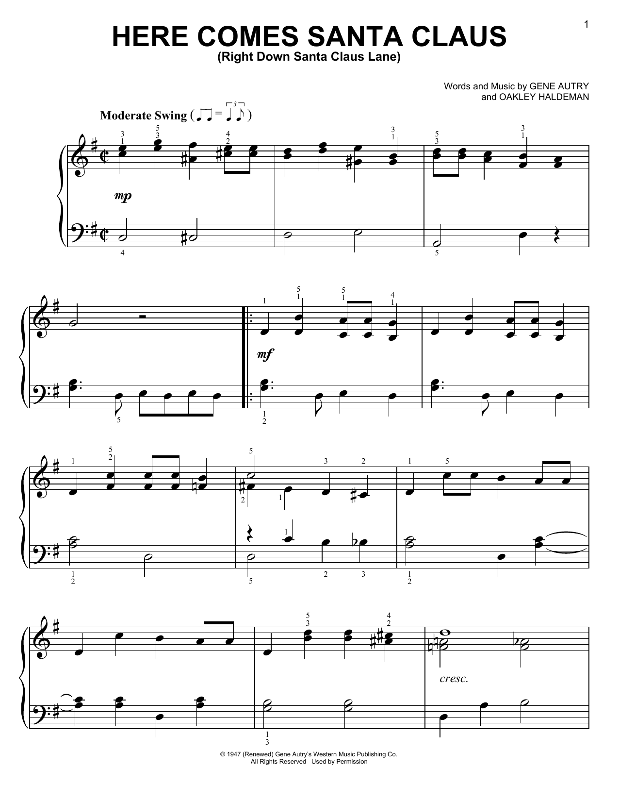 Produktbild zu: Here Comes Santa Claus (Right Down Santa Claus Lane)