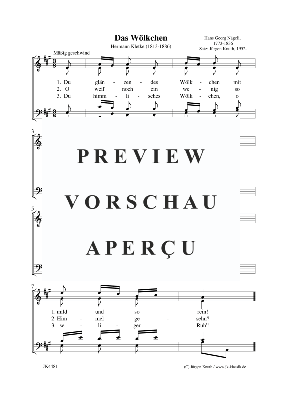 Produktbild zu: Das WölkchenHans Georg Nägeli