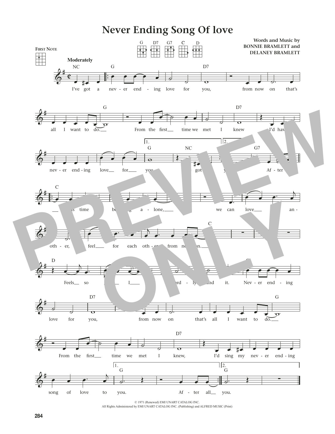 Product gallery: Page 1 of 1 Never Ending Song Of Love (from The Daily Ukulele) (arr. Jim Beloff), Delaney & Bonnie