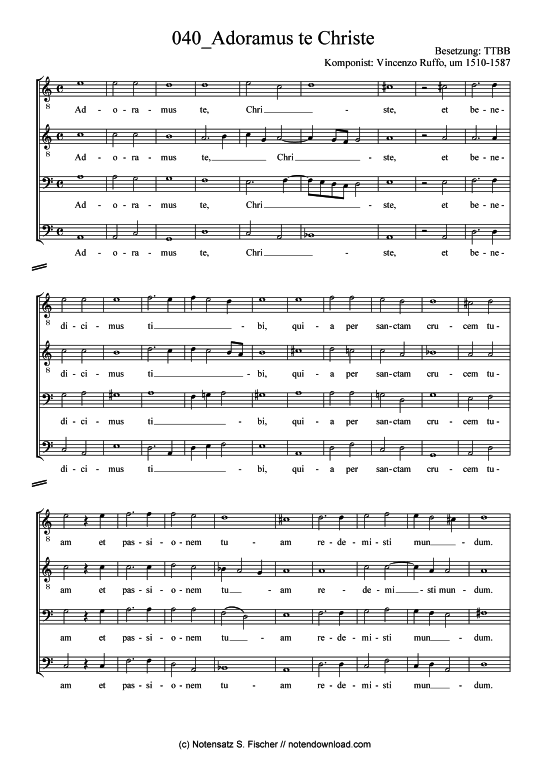 Product picture to: Adoramus te Christe Vincenzo Ruffo, um 1510-1587 