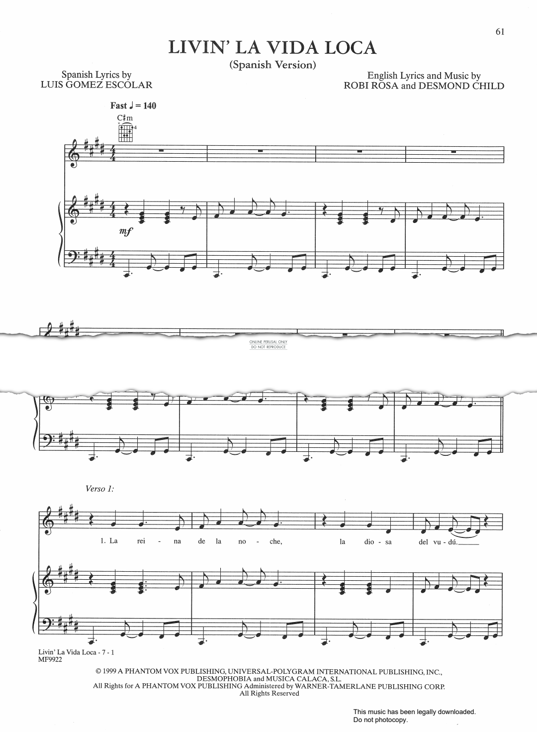 Produktbild zu: Livin' La Vida Loca (Spanish Version)