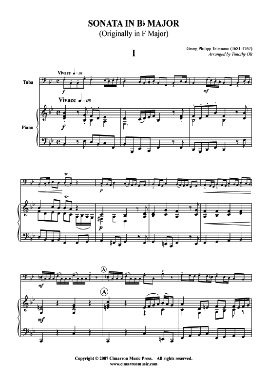 Product picture to: Sonata in B-Moll – 3 Sätze Georg Philipp Telemann