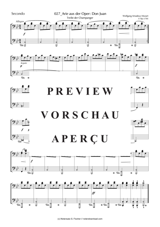 Produktgalerie: Seite 4 von 5 Arie aus der Oper: Don Juan Treibt der Champanger , , (Klavier vierhändig) 