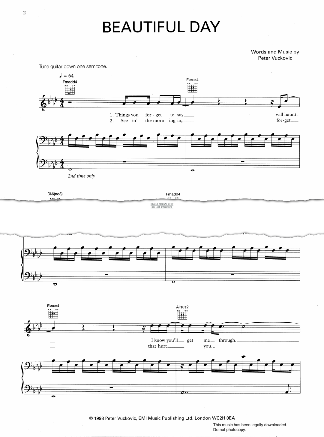 Produktgalerie: Seite 1 von 1 Beautiful Day, 3 Colours Red, Gesang, Gitarre, Klavier