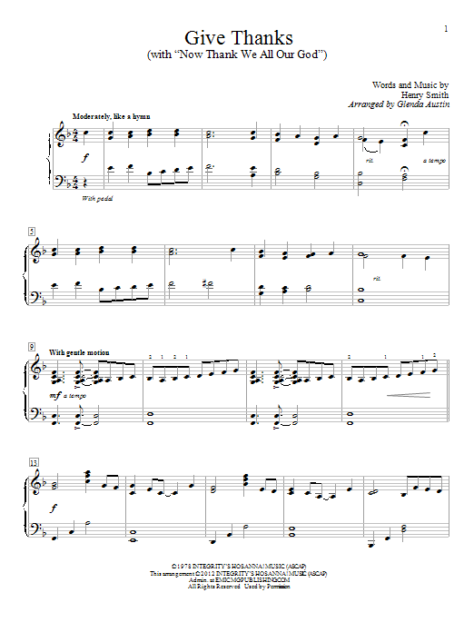 Product picture to: Give Thanks (arr. Glenda Austin)