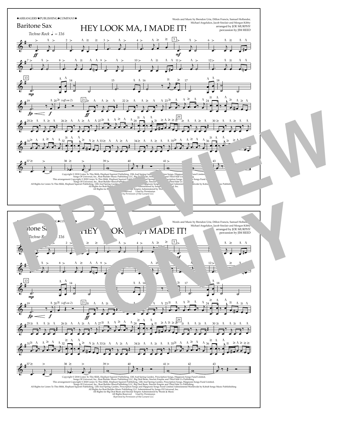 Produktbild zu: Hey Look Ma, I Made It (arr. Joe Murphy) - Bari Sax