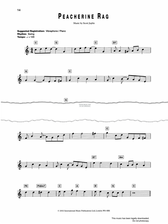 Produktgalerie: Seite 1 von 1 Peacherine Rag, Scott Joplin, Gitarre, Keyboard