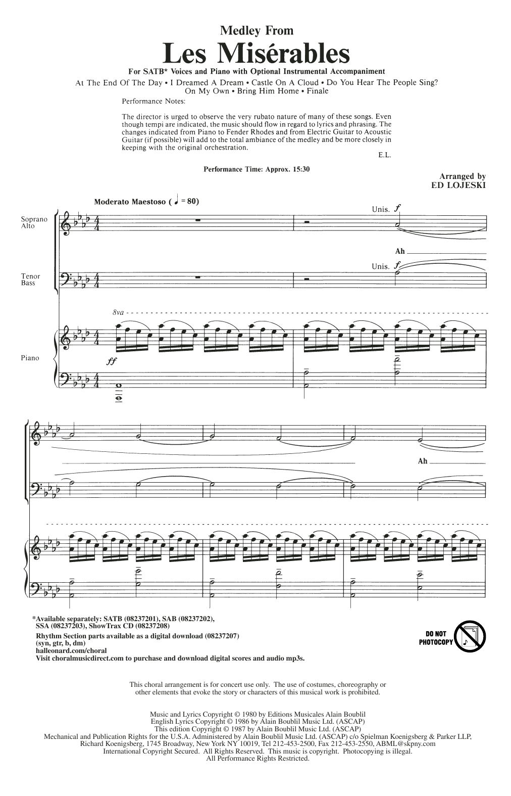 Produktgalerie: Seite 1 von 1 Les Miserables (Choral Medley) (arr. Ed Lojeski), Boublil and Schonberg, Chor