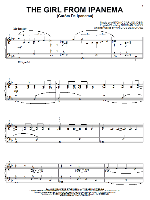 Product gallery: Page 1 of 1 The Girl From Ipanema (Garota De Ipanema), Antonio Carlos Jobim