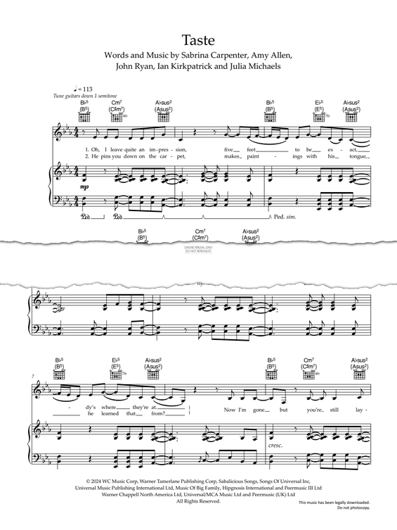 Produktgalerie: Seite 1 von 1 Taste, Sabrina Carpenter, Gesang, Gitarre, Klavier