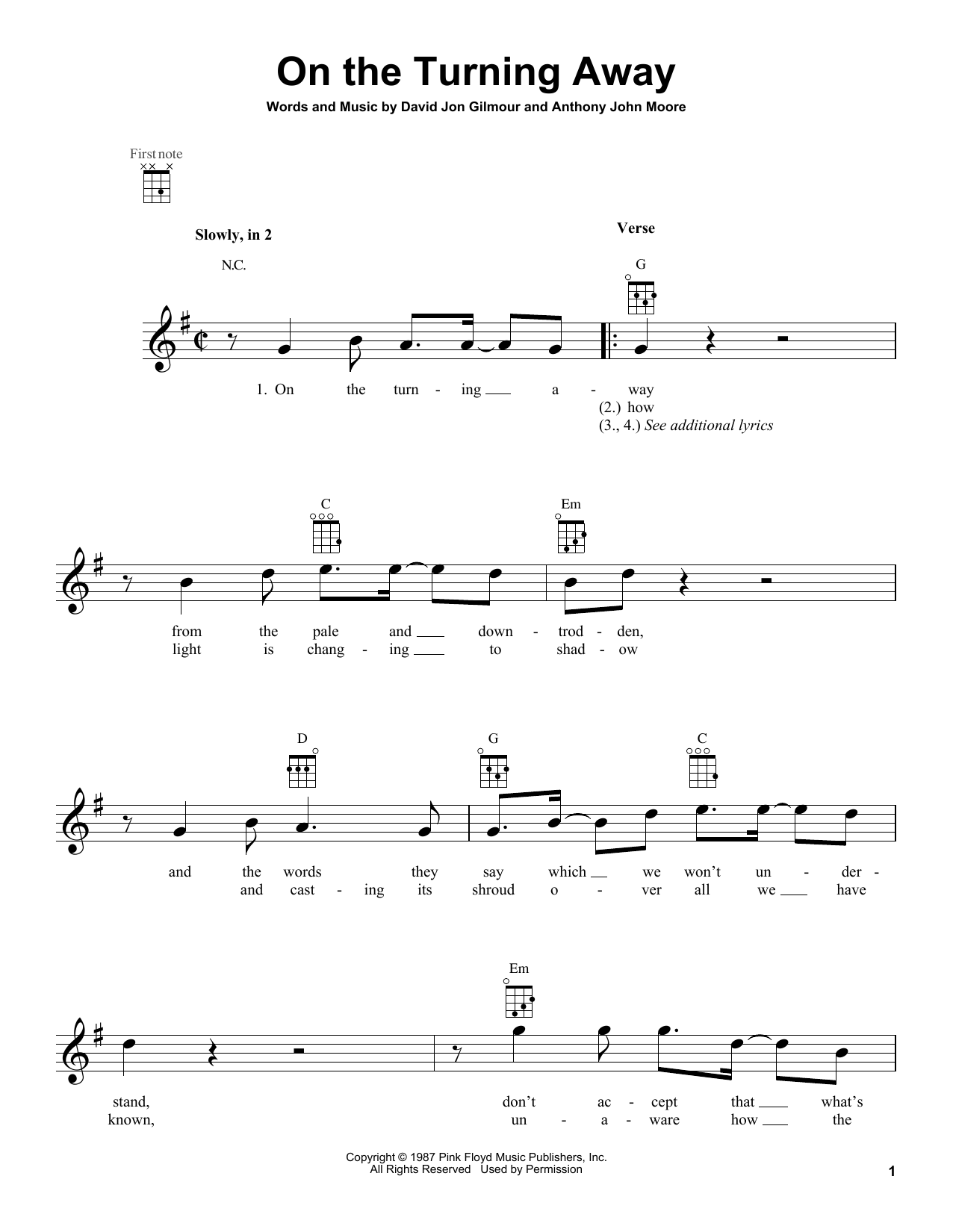 Product gallery: Page 1 of 1 On The Turning Away, Pink Floyd