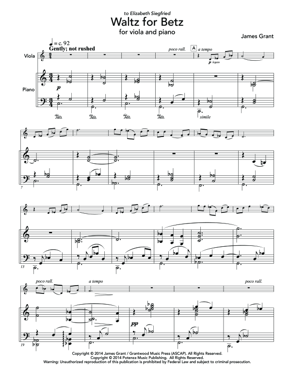 Product gallery: Page 1 of 11 Waltz for Betz, , (viola and piano)