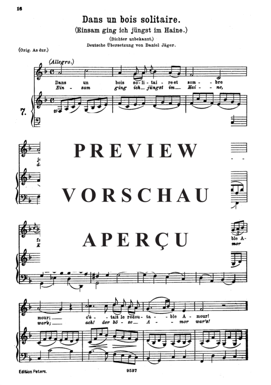 gallery: Dans un bois solitaire, K.308-295b , , (Gesang tief + Klavier)