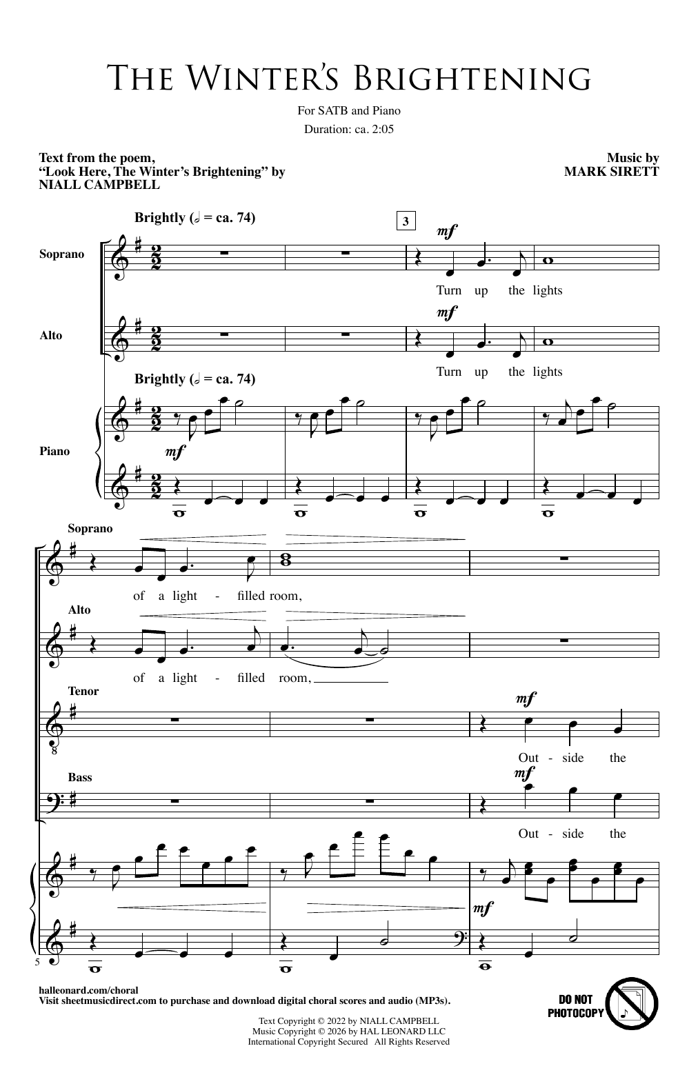 Produktgalerie: Seite 1 von 1 The Winter's Brightening, Mark Sirett, Chor