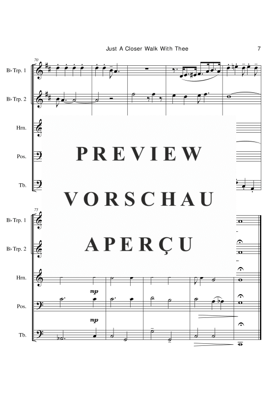 Produktgalerie: Seite 10 von 11 Just A Closer Walk With Thee, , (Blechbläser Quintett)