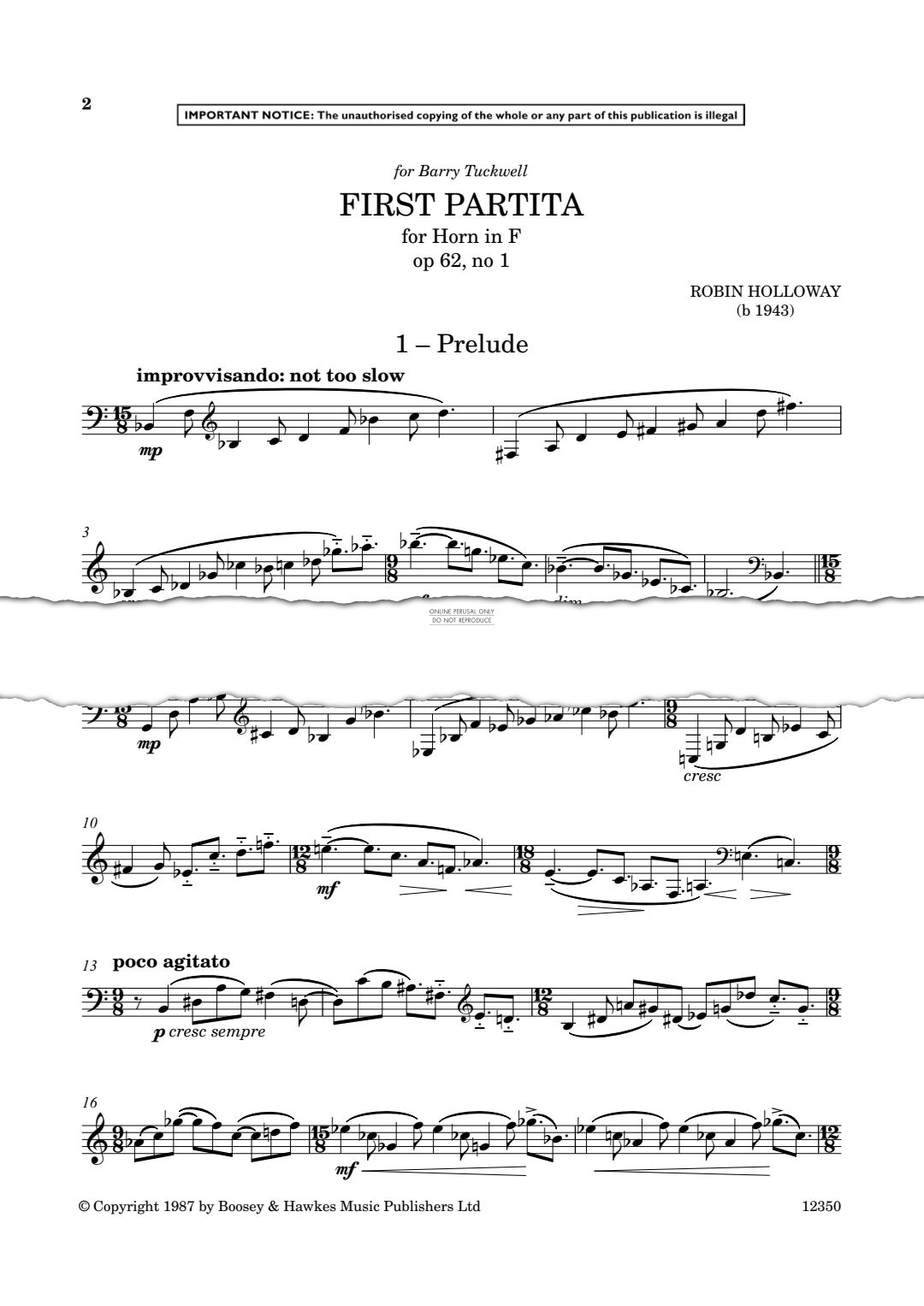 Produktgalerie: Seite 1 von 1 First Partita, Robin Holloway, Horn