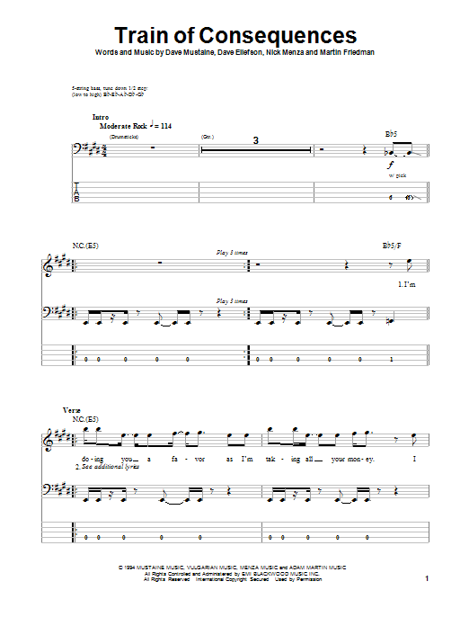 Produktgalerie: Seite 1 von 1 Train Of Consequences, Megadeth, E-Bass