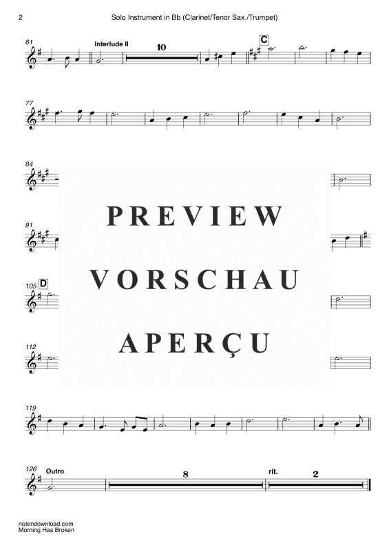 gallery: Morning Has Broken, Stevens, Cat, (Solo Instrument in B: Klarinette, Tenor Sax., Trompete und Orgel)