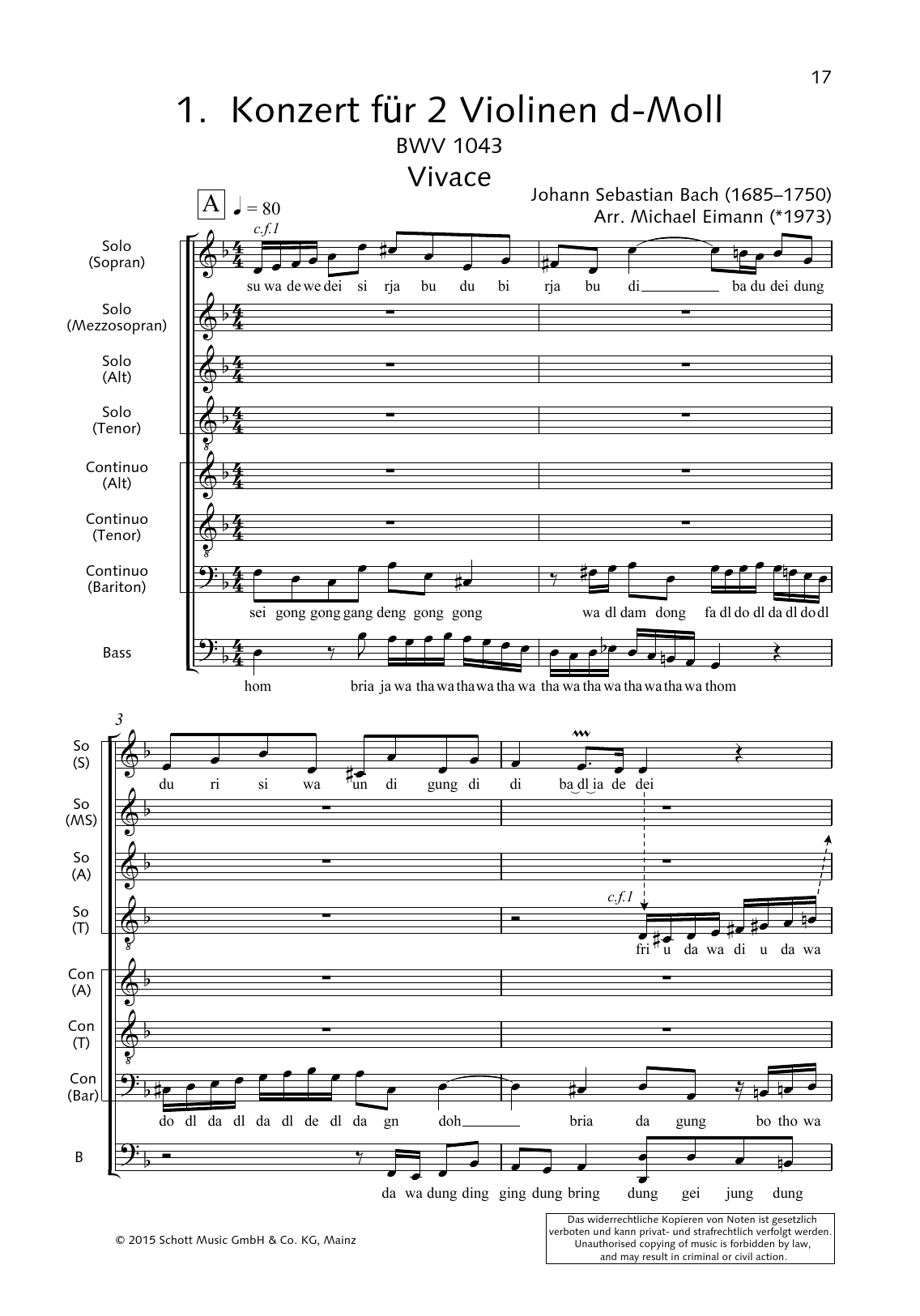 Produktgalerie: Seite 1 von 1 Concerto for 2 Violins (Vivace), Johann Sebastian Bach, Chor