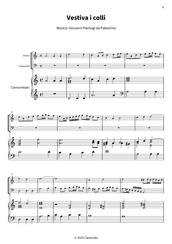 Product gallery: Page 1 of 11 Vestiva i colli - I Colli Vestiti di Verde - Madrigale pastorale in tre voci, , Violin, violoncello and harpsichord