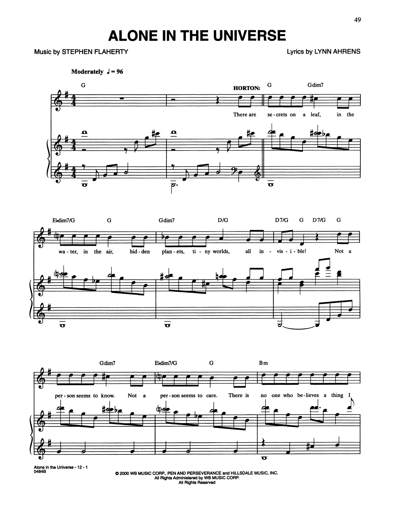 Produktbild zu: Alone In The Universe (from Seussical The Musical)