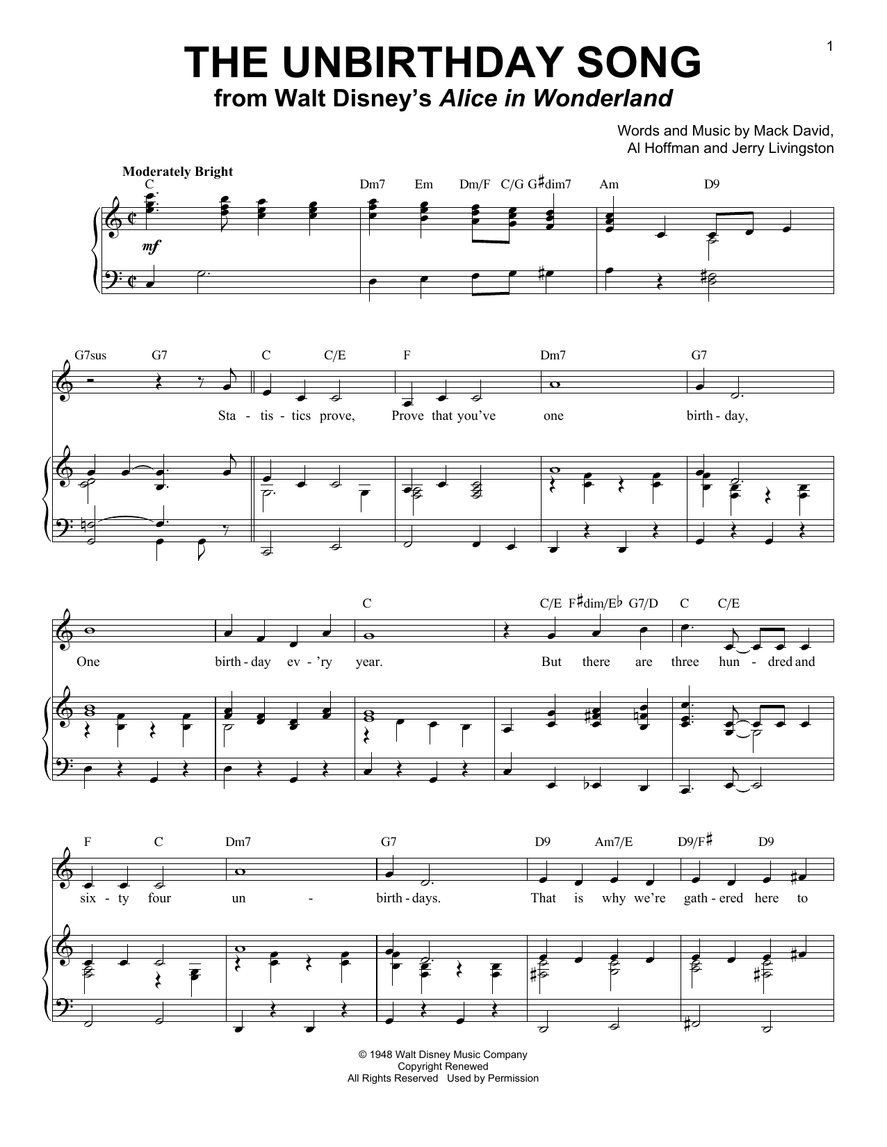 Product picture to: The Unbirthday Song (from Alice In Wonderland)