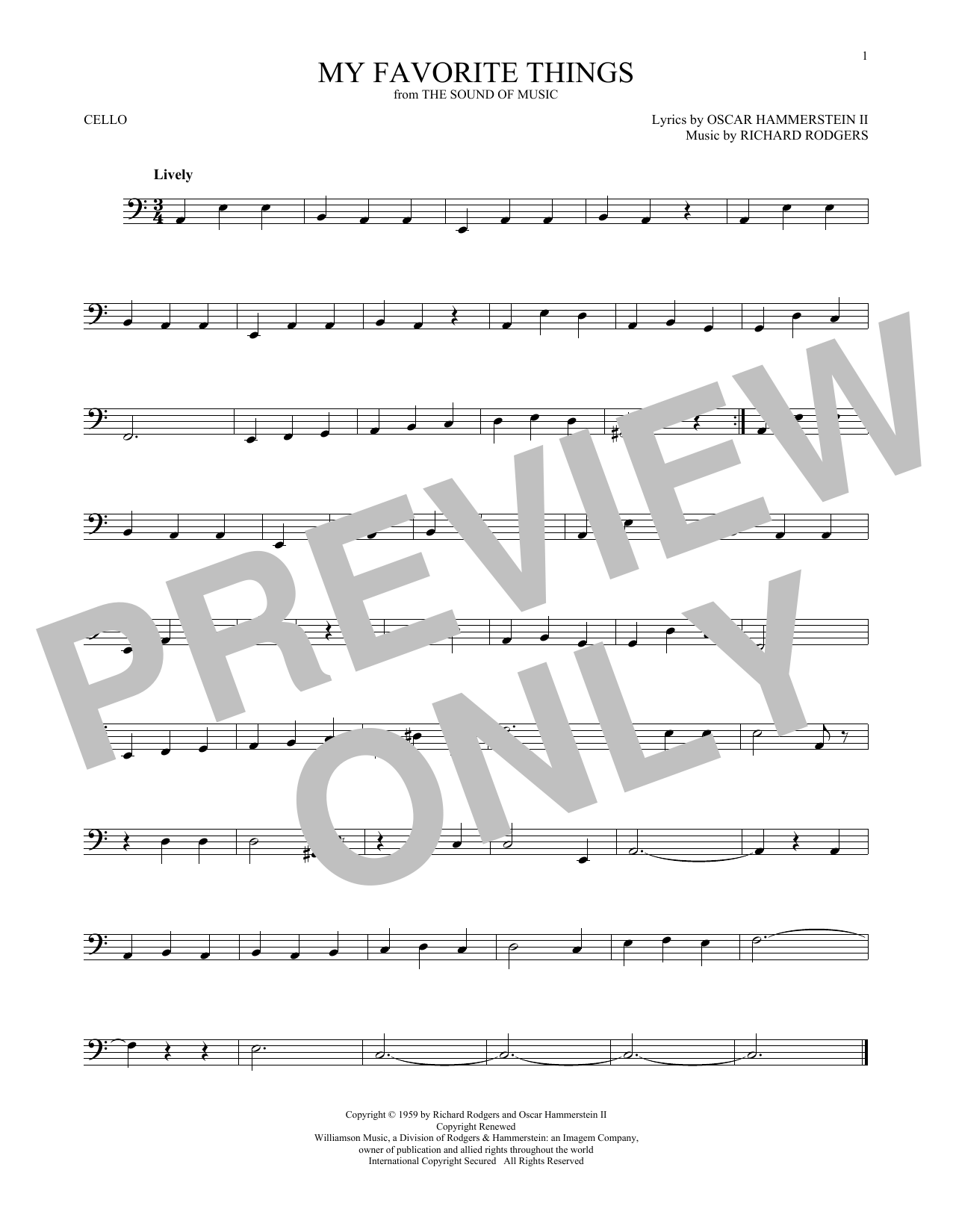 Produktgalerie: Seite 1 von 1 My Favorite Things (from The Sound Of Music), Julie Andrews, Violoncello