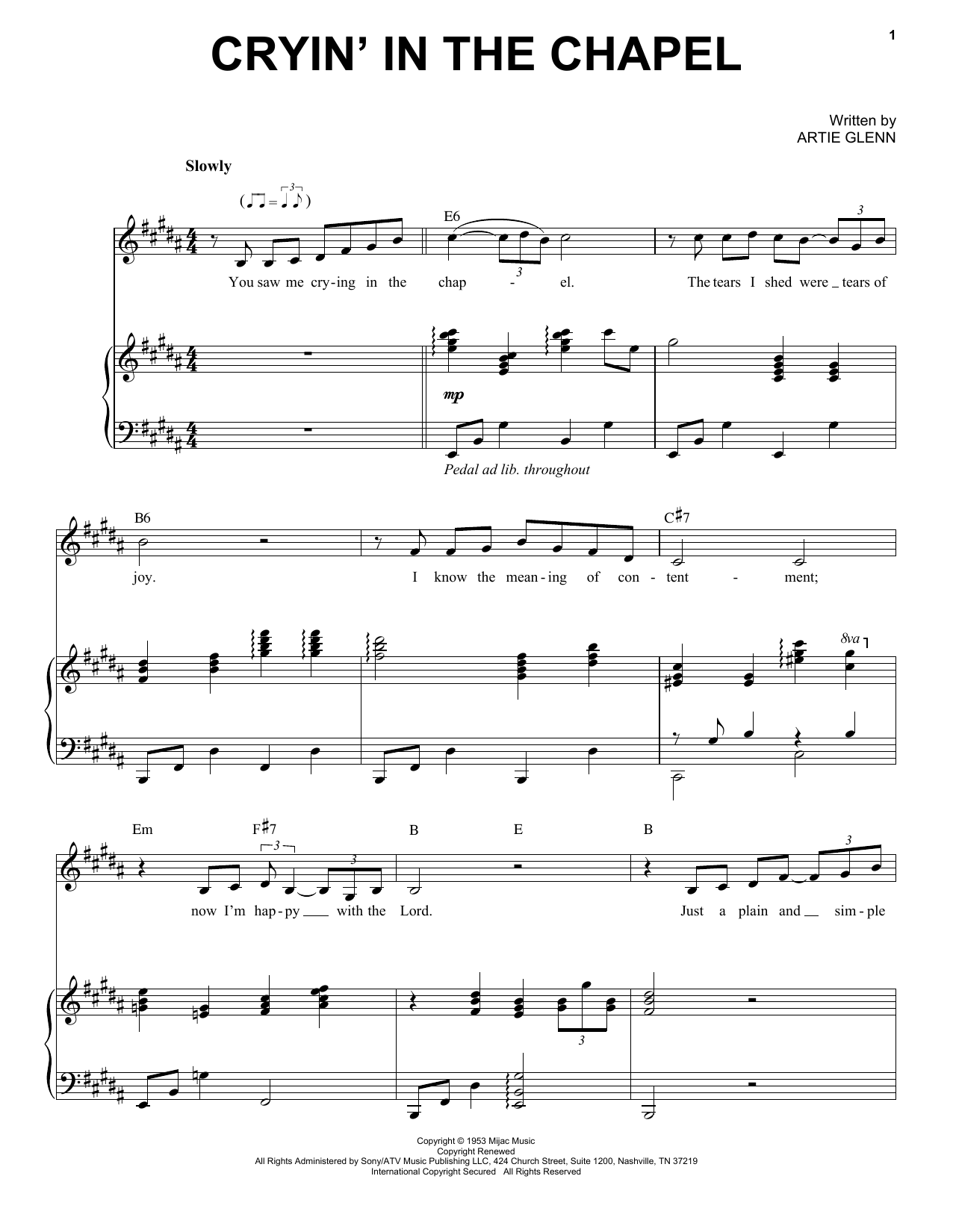 Produktgalerie: Seite 1 von 1 Cryin' In The Chapel, Elvis Presley, Gesang, Klavier