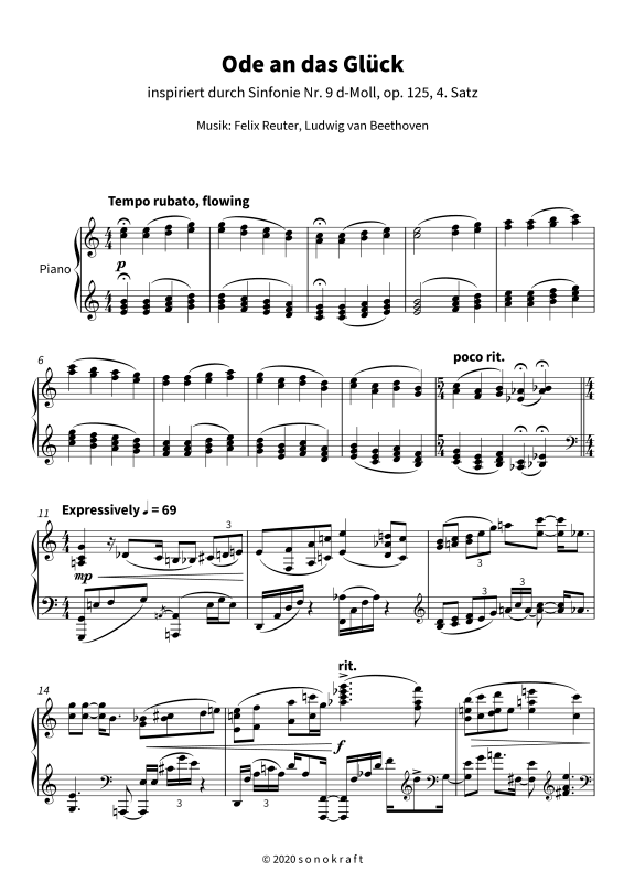 gallery: Ode an das Glück - inspiriert durch Sinfonie Nr. 9 d-Moll, op. 125, 4. Satz, , Klavier Solo