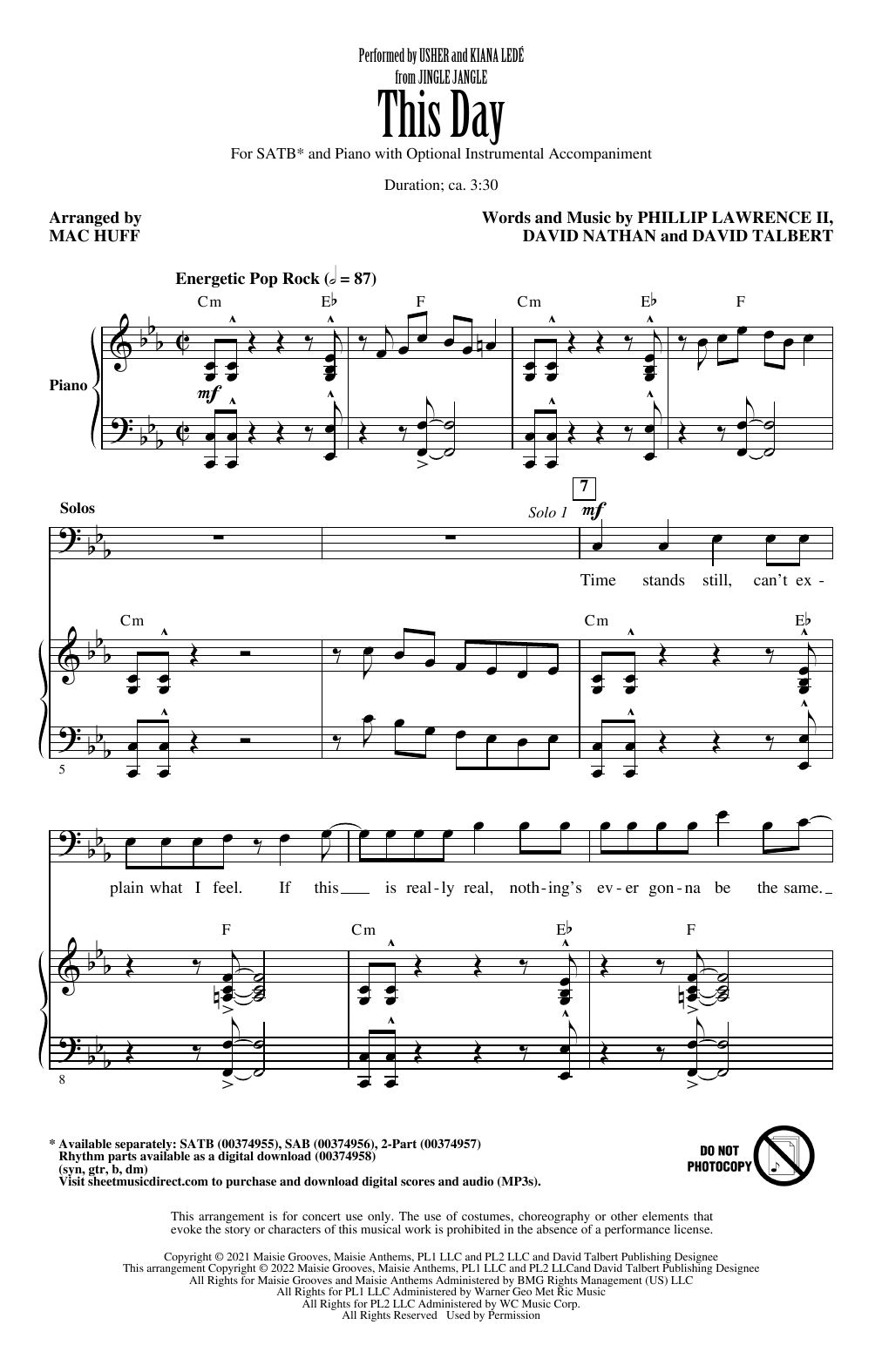 Product picture to: This Day (from Jingle Jangle) (arr. Mac Huff)