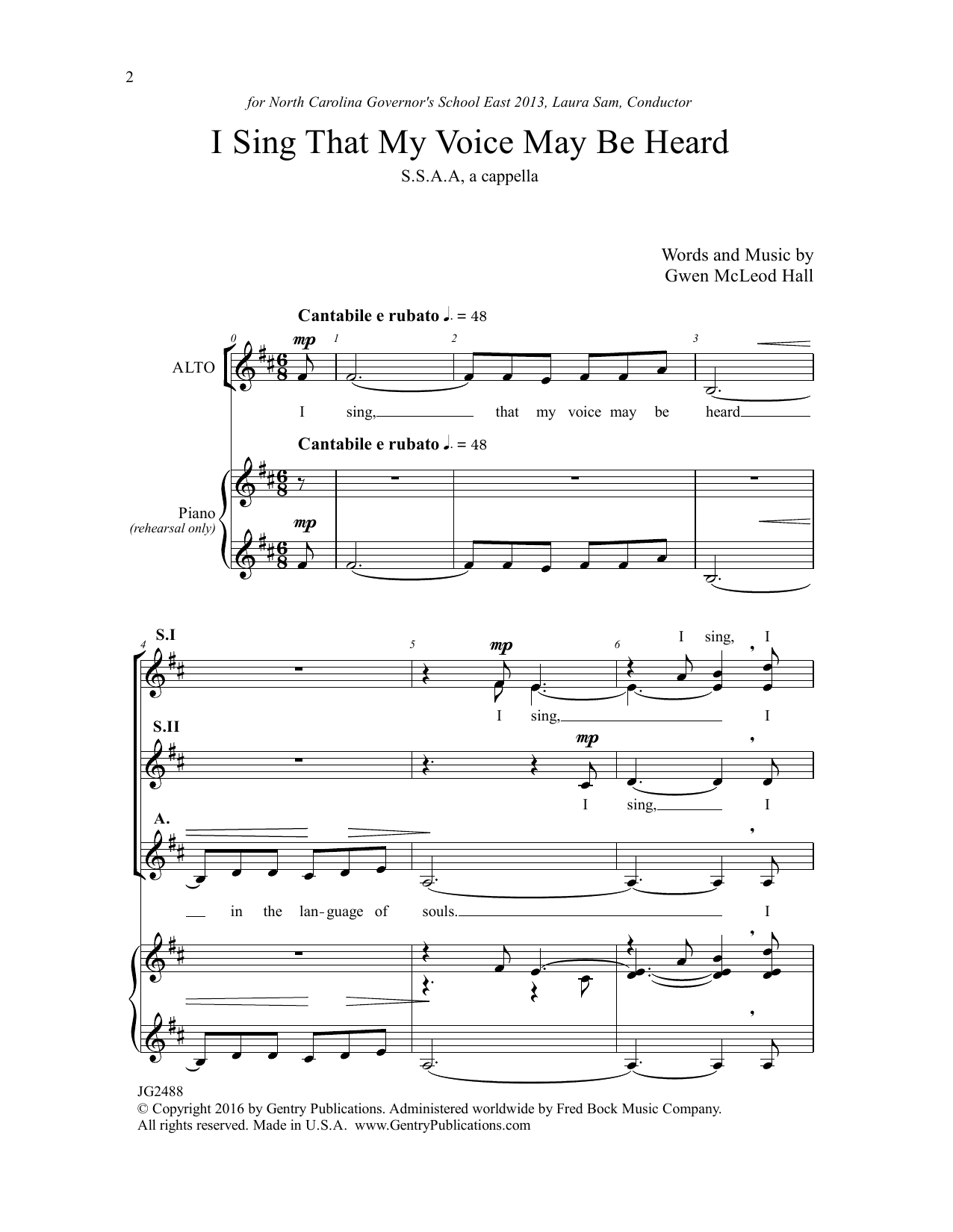 Produktgalerie: Seite 1 von 1 I Sing that My Voice May be Heard, Gwen McLeod Hall, Chor