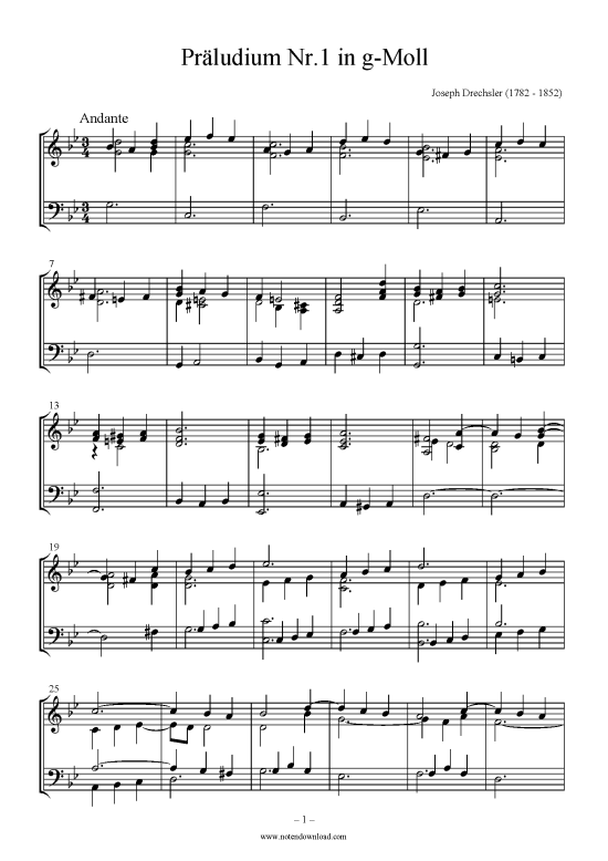 Product picture to: Präludium Nr.1, g-Moll Joseph Drechsler