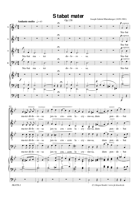 Produktbild zu: Stabat mater Op,138Joseph Gabriel Rheinberger