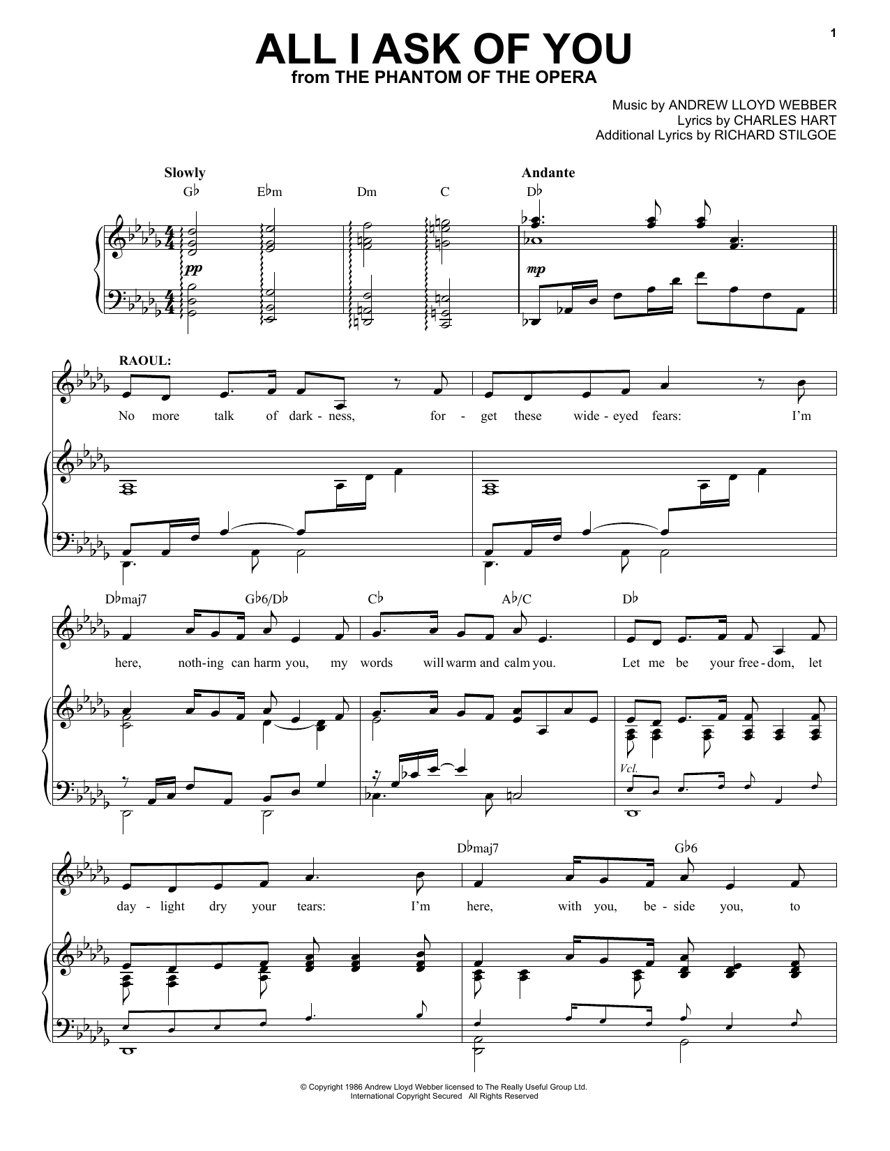 Product picture to: All I Ask Of You (from The Phantom Of The Opera)