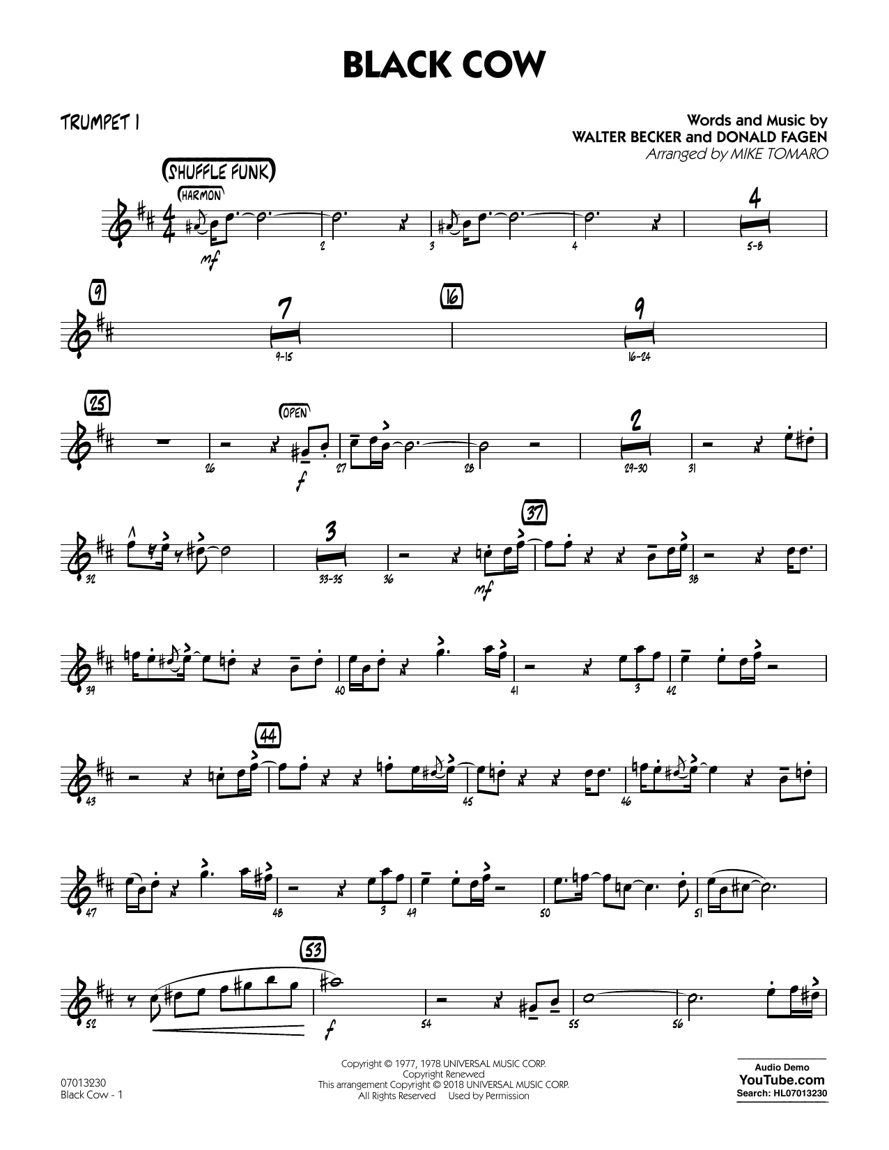 Produktgalerie: Seite 1 von 1 Black Cow (arr. Mike Tomaro) - Trumpet 1, Steely Dan