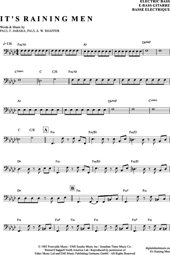 Product gallery: Page 1 of 4 It´s raining men , Weather Girls, Bass Guitar