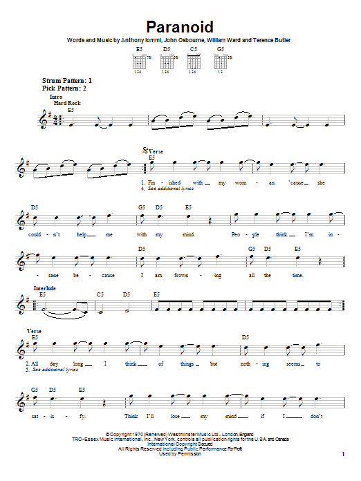 Produktgalerie: Seite 1 von 1 Paranoid, Black Sabbath, Gitarre