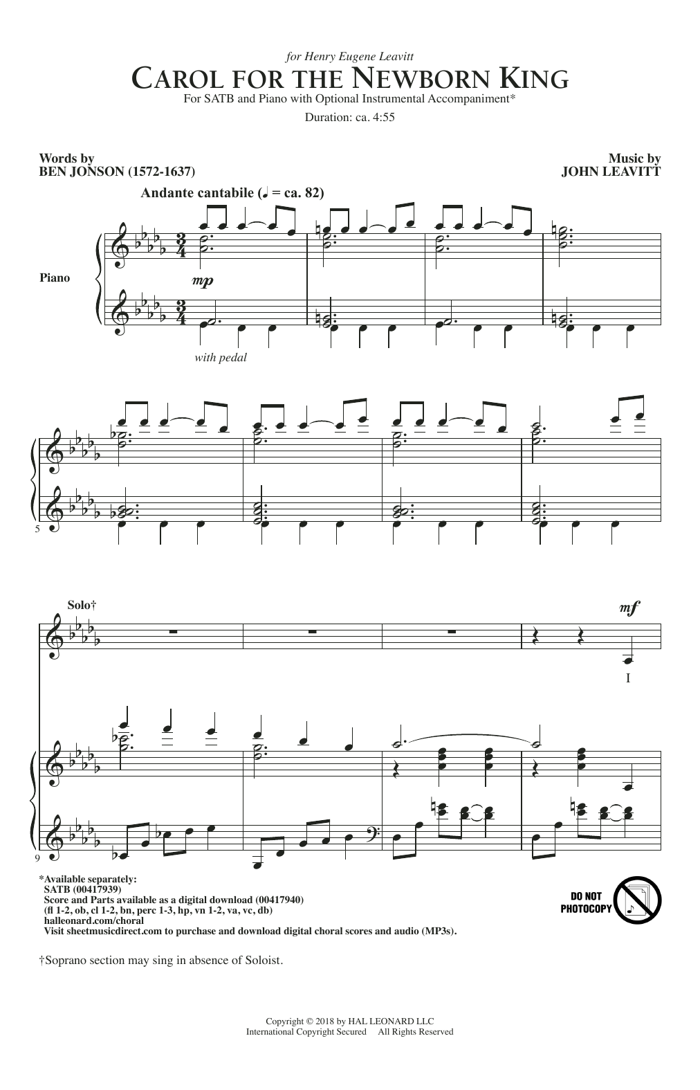 Product gallery: Page 1 of 1 Carol For The Newborn King, Ben Jonson and John Leavitt