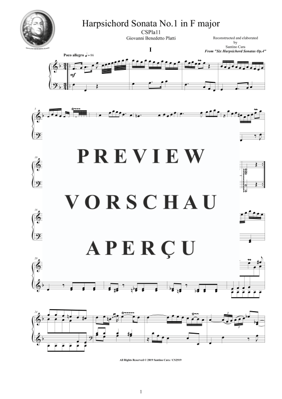 Produktgalerie: Seite 2 von 9 Cembalo Sonate Nr. 1 in F-Dur Op.4, , Cembalo/Klavier Solo