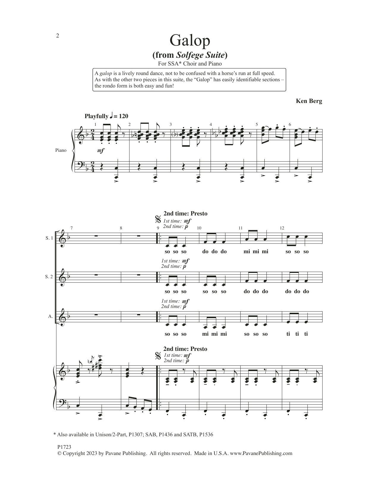 Produktgalerie: Seite 1 von 1 Galop, Ken Berg, Chor