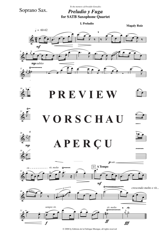 Product gallery: Page 18 of 21 Préludio y fuga , , (Saxophone Quartet)