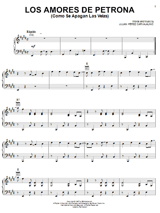 Produktgalerie: Seite 1 von 1 Los Amores De Petrona (Como Se Apagan Las Velas), Julian Perez Carvajalino, Gesang, Gitarre, Klavier