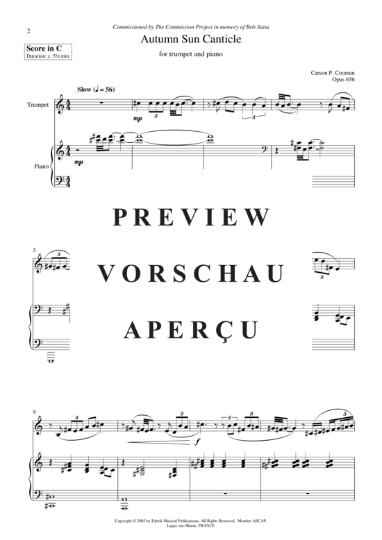 Produktgalerie: Seite 3 von 14 Autumn Sun Canticle , , (Trompete in B + Klavier)