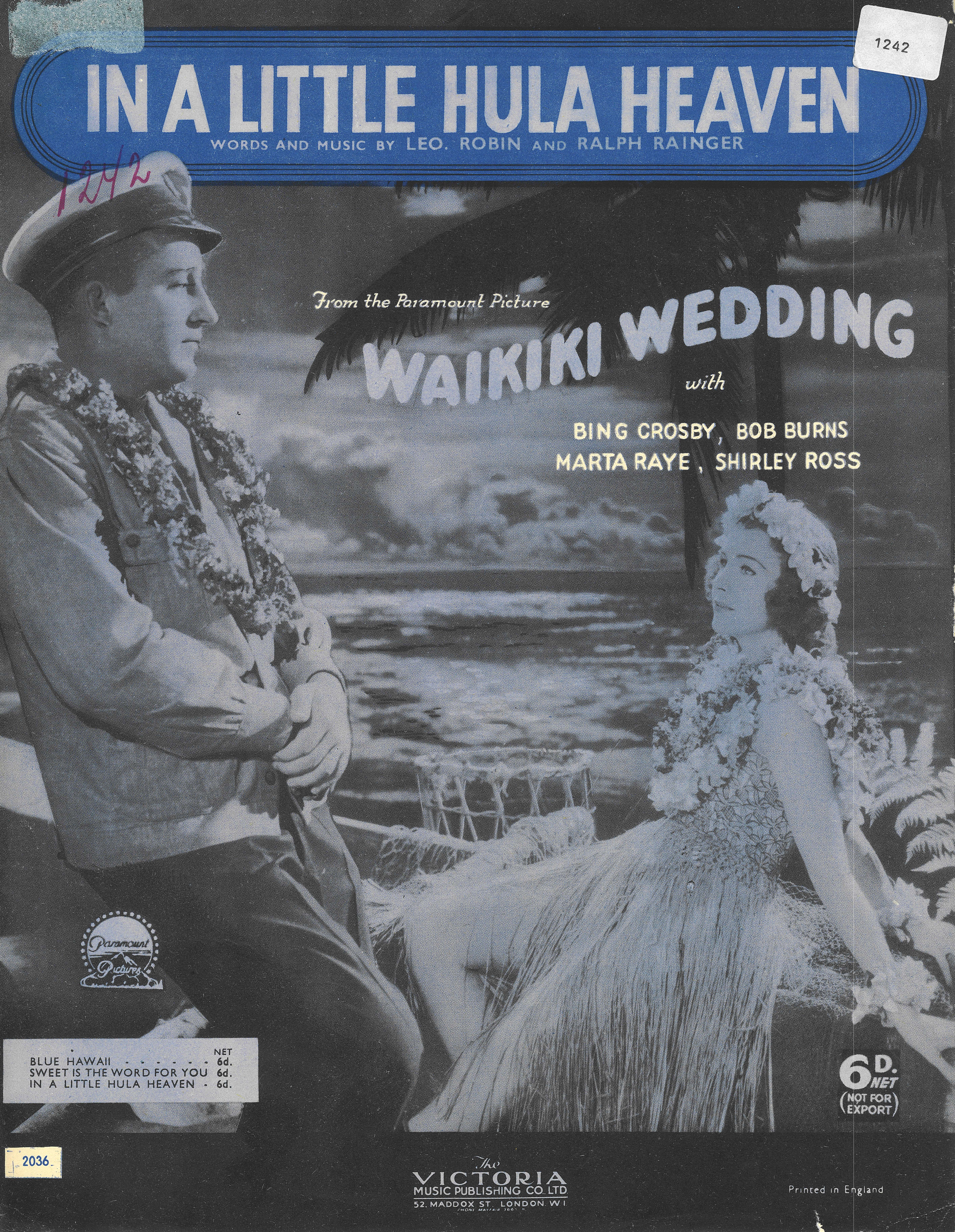 cover: In A Little Hula Heaven, Bing Crosby, Gesang, Gitarre, Klavier